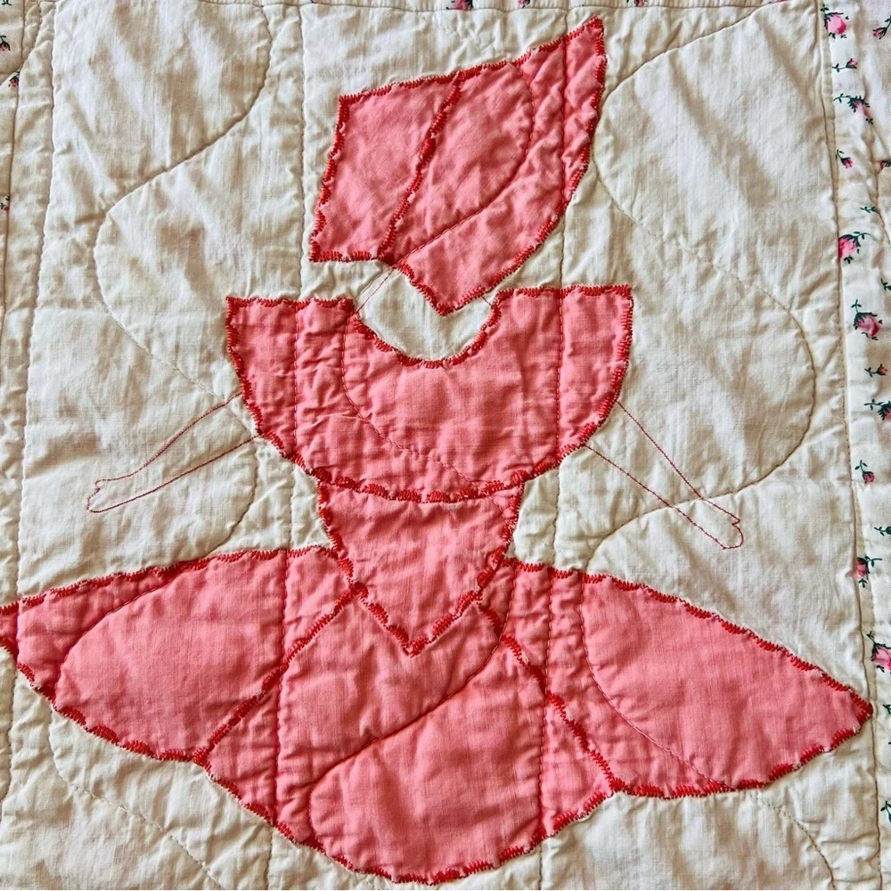 Vintage Handmade Cotton Parasol Petticoat Quilt.